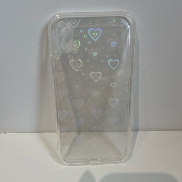 HOLOGRAPHIC Rainbow Hearts Cute Clear iPhone XR Case - New, Never Used - Picture 1 of 2